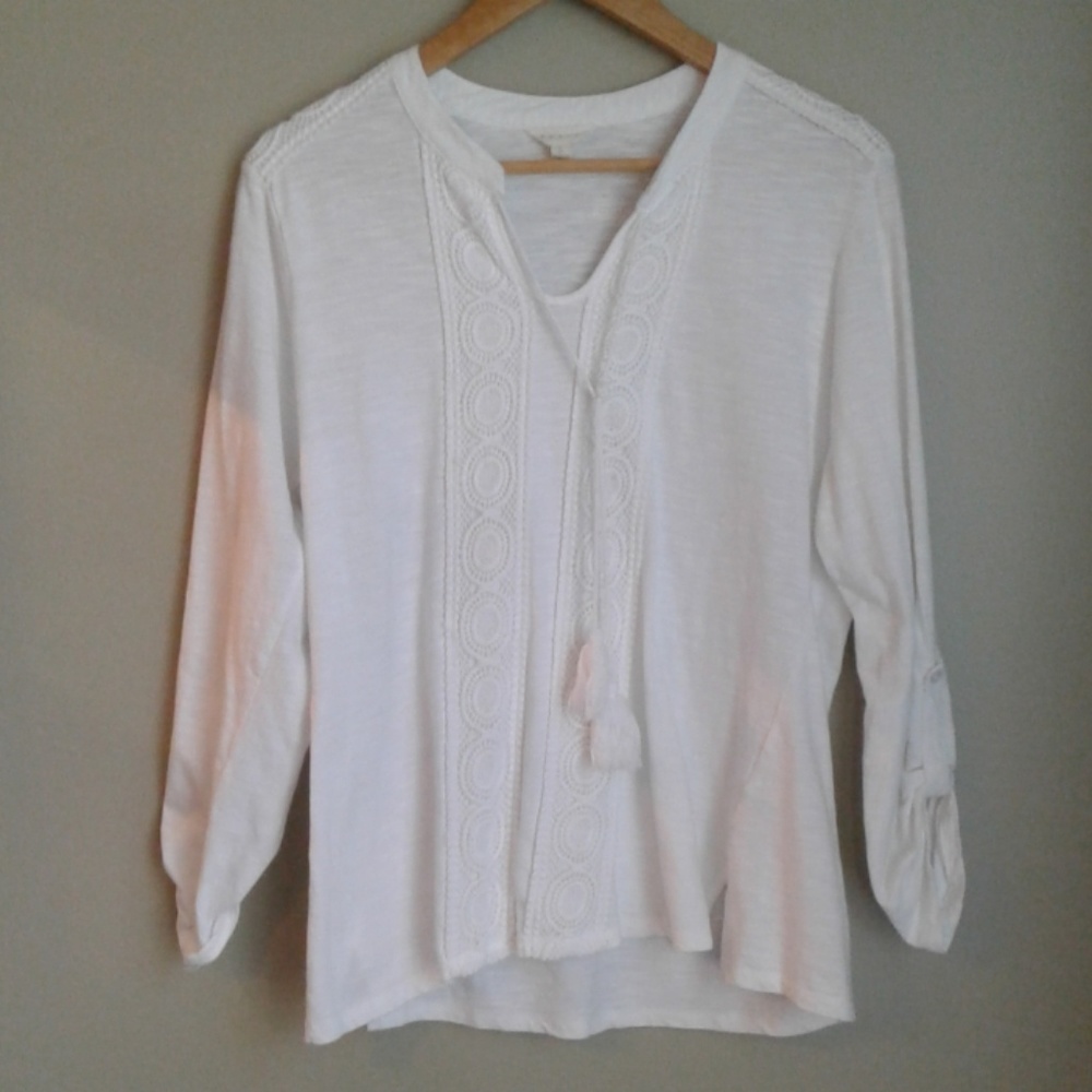 A diva white blouse long sleeve 100 percent cotton